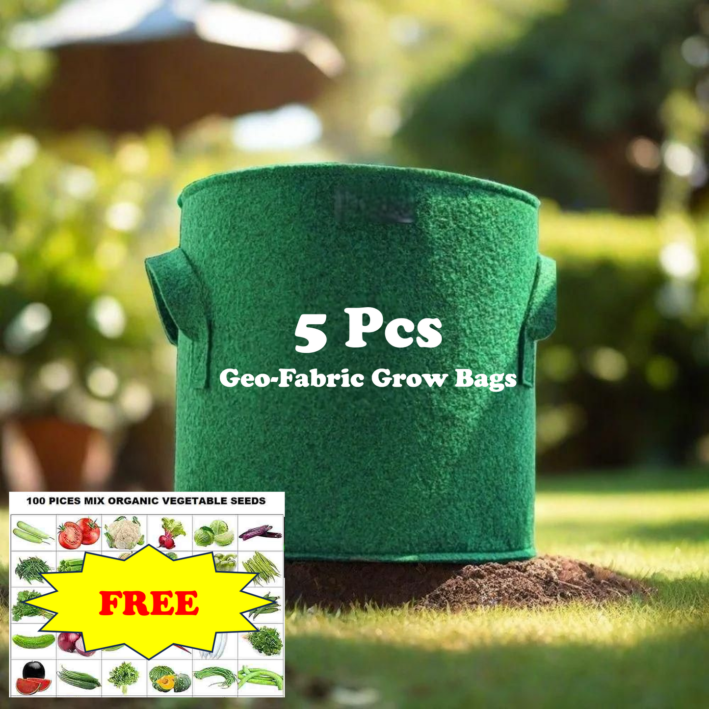 Geo-Growâ„¢ -Geofabric Grow Bags for Planting - 5pcs Combo |ðŸ”¥Free 100 Vegetable Seeds Mix VarietyðŸ”¥