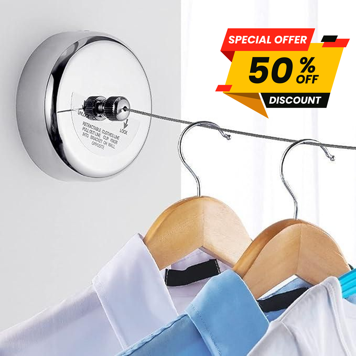 Dry-Easeâ„¢ - The Retractable Cloth Drying line - Stainless Steel|ðŸ”¥FLAT 50% SAVINGðŸ”¥